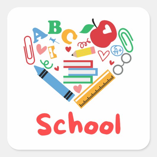 School Vierkante Sticker (Voorkant)