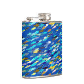 School vissen, donkerblauw, wit en turquoise heupfles (Rechts)