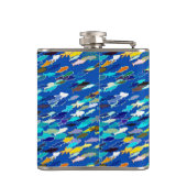 School vissen, donkerblauw, wit en turquoise heupfles (Achterkant)