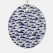 School voor blauwvintonijn keramisch ornament (Links)