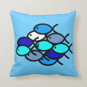 School voor Christelijke vissymbolen - Blauw - Kussen