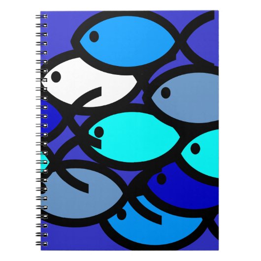 School voor Christelijke vissymbolen - Blauw - Notitieboek (Voorkant)