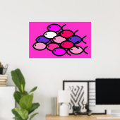 School voor Christelijke vissymbolen - Roze Poster (Thuiskantoor)