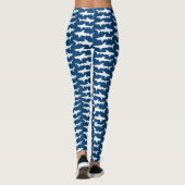School voor haaienblauw en witte Oceaan Leggings (Achterkant)