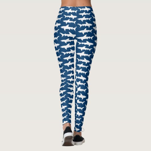 School voor haaienblauw en witte Oceaan Leggings (Achterkant)