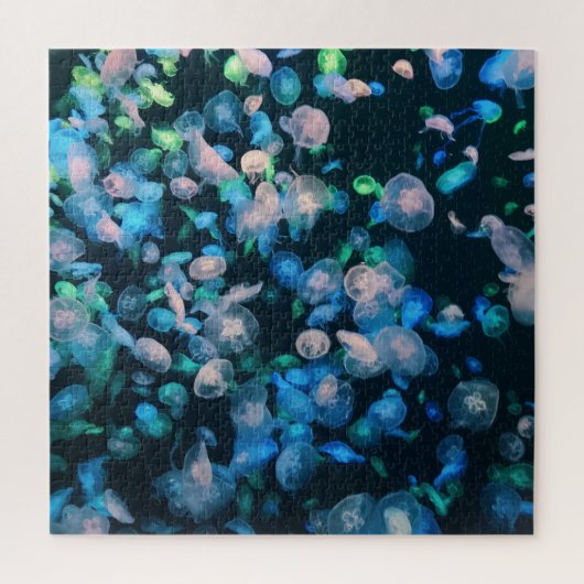 School voor kwallen, gloed in de donker legpuzzel (Verticaal)