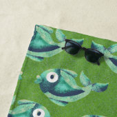 School voor visgroene badhanddoek (In situ)