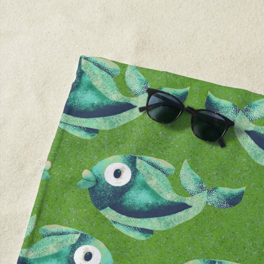 School voor visgroene badhanddoek (In situ)