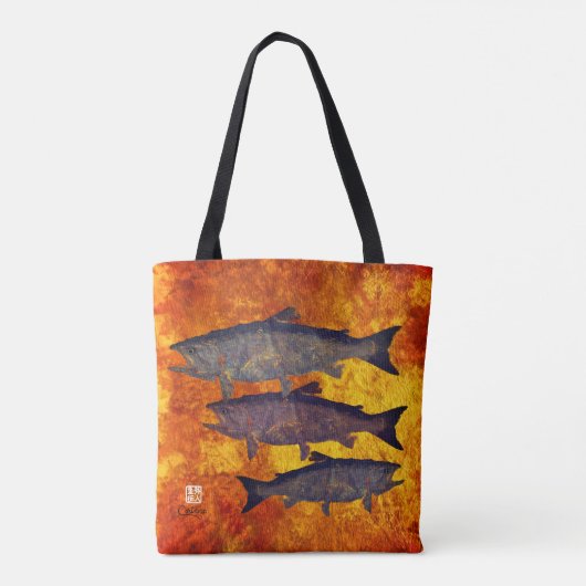 School voor zalm - Middelgrote Canvas tas (Achterkant)