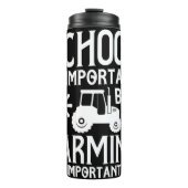 School vs Farming Grappig Quote Thermosbeker (Voorkant)