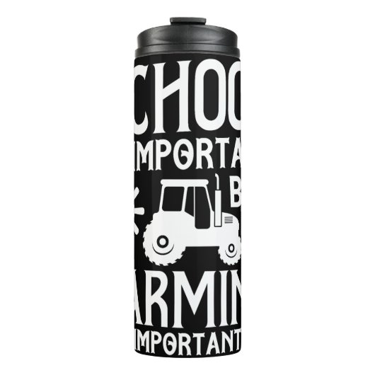 School vs Farming Grappig Quote Thermosbeker (Voorkant)