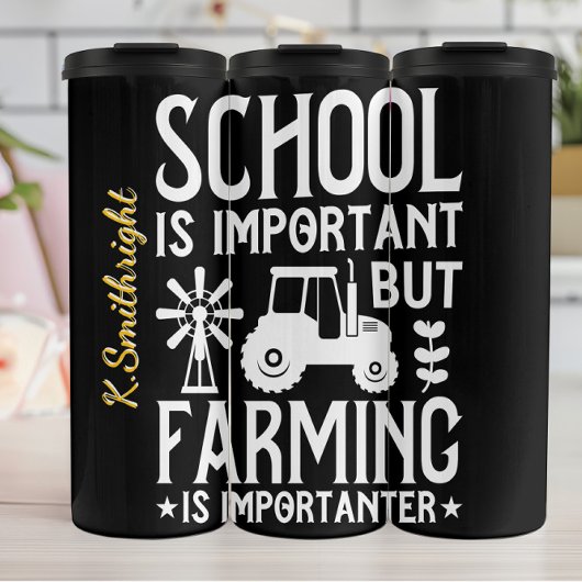 School vs Farming Grappig Quote Thermosbeker