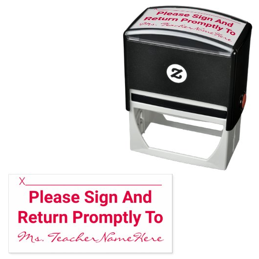 School Werk Review en Naam Rubber Stempel (In situ)