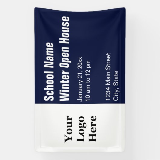 School Winter Open Huis Blauw en Wit Uw Logo Spandoek (Verticaal)
