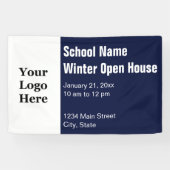 School Winter Open Huis Blauw en Wit Uw Logo Spandoek (Horizontaal)