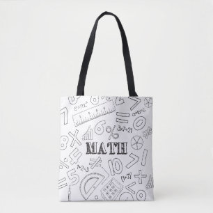 School Wiskunde Leraar Doodle Wiskunde Kunst Kleur Tote Bag