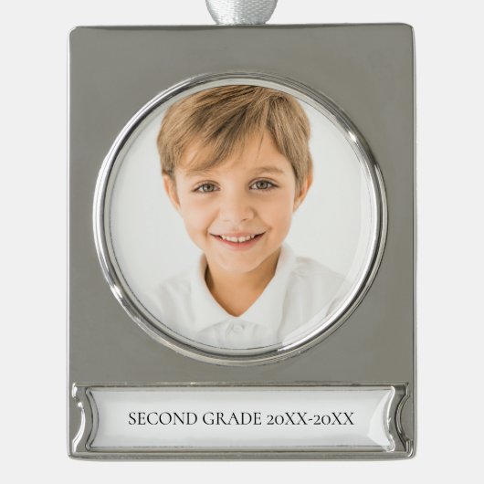 School Year Photo Ornament Verzilverd Banner Ornament (Voorkant)