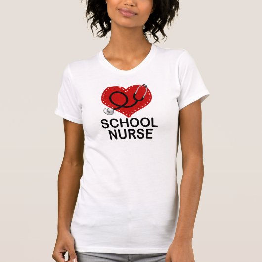 School Zurse Heart Stethoscoop T-shirt (Voorkant)
