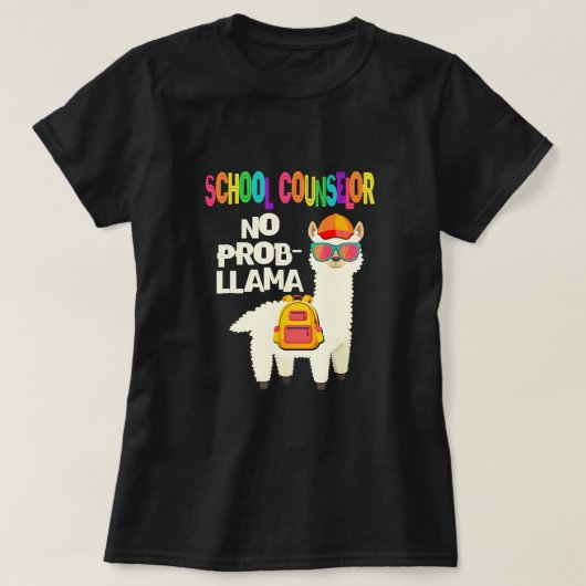 Schooladviseur geen ProbLlama eerste dag T-shirt (Design voorkant)