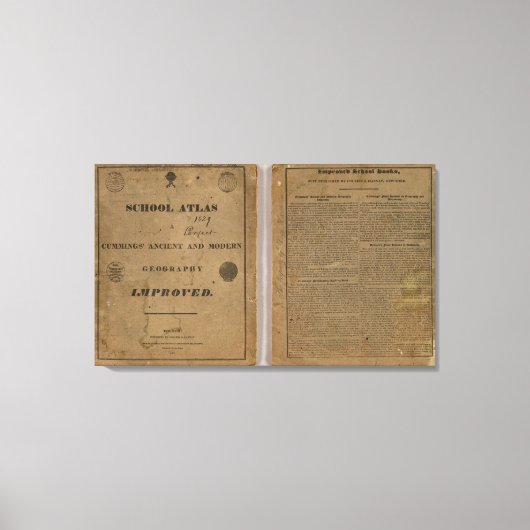 Schoolatlas met moderne geografie canvas afdruk (Voorkant)