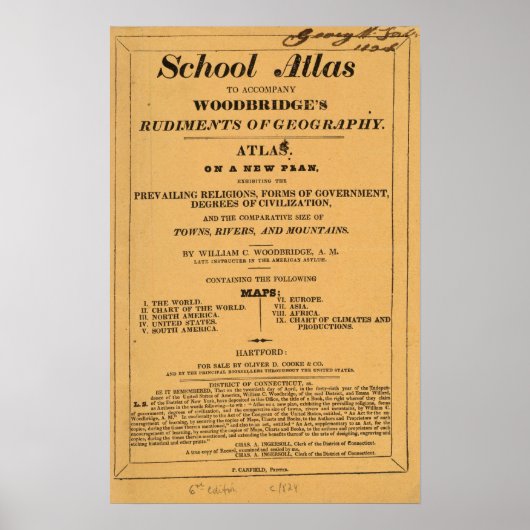 Schoolatlas, Woodbridge's geography Poster (Voorkant)