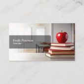 Schoolbeheerders met rode appel en boek visitekaartje (Voorkant)