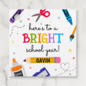 Schoolbenodigdheden Bright School Year Square Bedankjes Labels (Voorkant)
