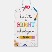 Schoolbenodigdheden Bright schooljaar gunst Tags Cadeaulabel (Voorkant)