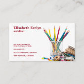 Schoolbenodigdheden, geïsoleerd op witte achtergro visitekaartje (Achterkant)