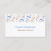 Schoolbenodigdheden & Grid Sheet Substituut Teache Visitekaartje (Voorkant)