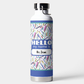 Schoolbenodigdheden patroon waterfles