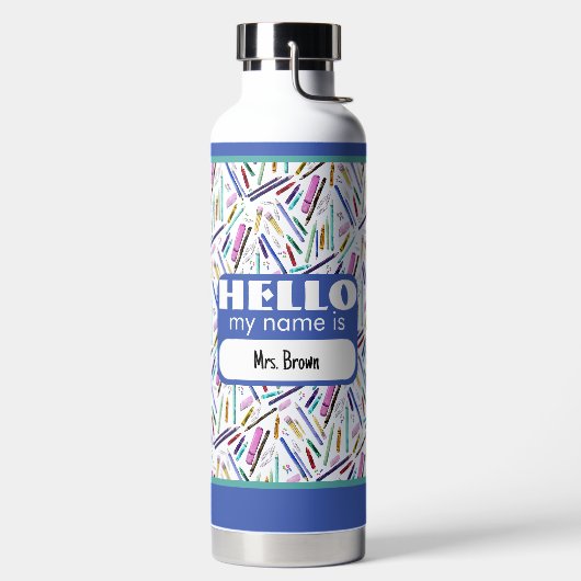 Schoolbenodigdheden patroon waterfles (Links)