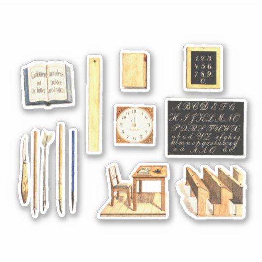 schoolbenodigdheden Set Scrapbooking Journal Sticker (Voorkant)