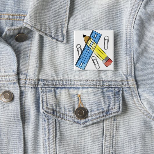 Schoolbenodigdheden Vierkante Button 5,1 Cm (In situ)