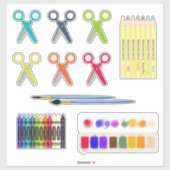 Schoolbenodigdheden voor kunstklasse sticker (Vel)