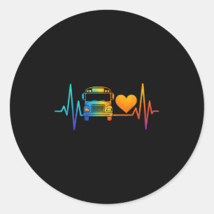 Schoolbestuurder monitort schoolbus hartslag regen ronde sticker
