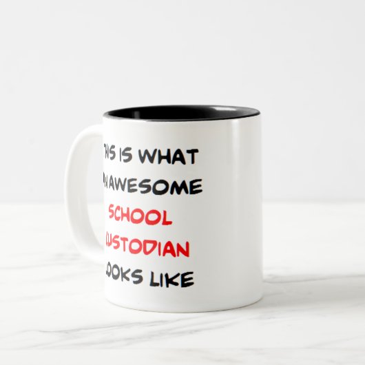 schoolbewaarder, geweldige tweekleurige koffiemok (Voorkant links)