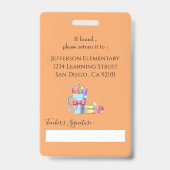 Schoolbibliothecaris Sinaasappel Verticale Foto ID Badge (Achterkant)