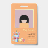 Schoolbibliothecaris Sinaasappel Verticale Foto ID Badge (Voorzijde)