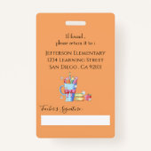 Schoolbibliothecaris Sinaasappel Verticale Foto ID Badge (Achterkant)