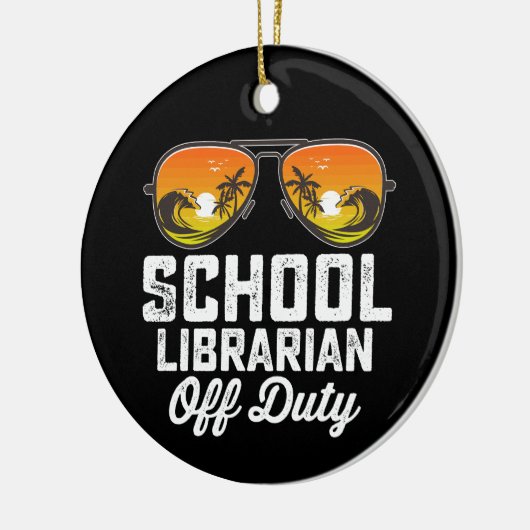 Schoolbibliothecaris van dienst laatste schooldag keramisch ornament (Links)