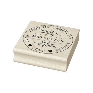 schoolbibliotheek boek bord LEAF docent Rubberstempel