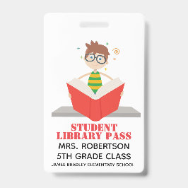 Schoolbibliotheek Hall Pass Badge