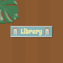 Schoolbibliotheek hangende naam bord