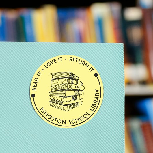 Schoolbibliotheek Lees het, Bevalt het, Breng het Ronde Sticker