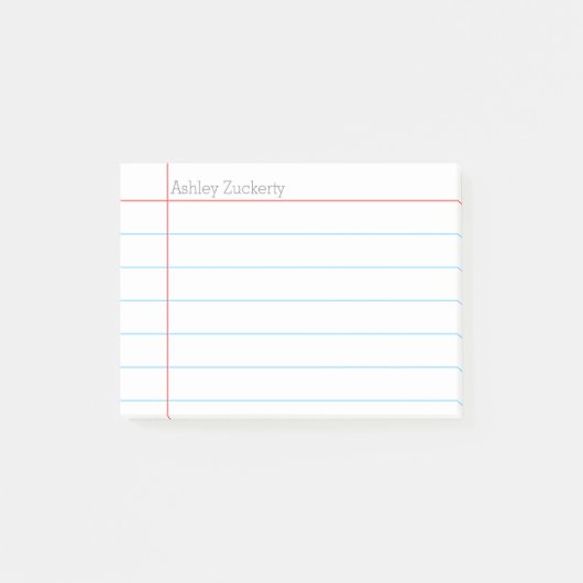 Schoolblaadblauw met rode lerarennaam post-it® notes (Voorkant)