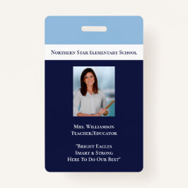 Schoolblauw personeel foto-id leraar badge
