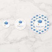 Schoolblauwe graduatiepartij, gepersonaliseerd confetti (Voorkanten)