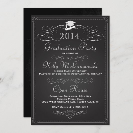  schoolbord Afstuderen uitnodiging (Voorkant / Achterkant)