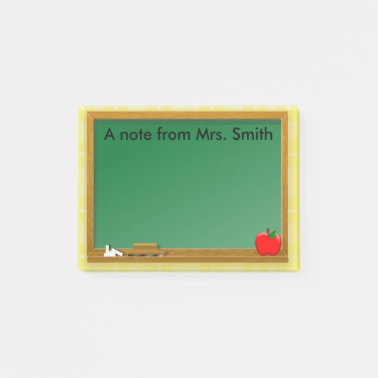 Schoolbord Appel Geel Geruit Onderwijzeres Post-it® Notes (Voorkant)